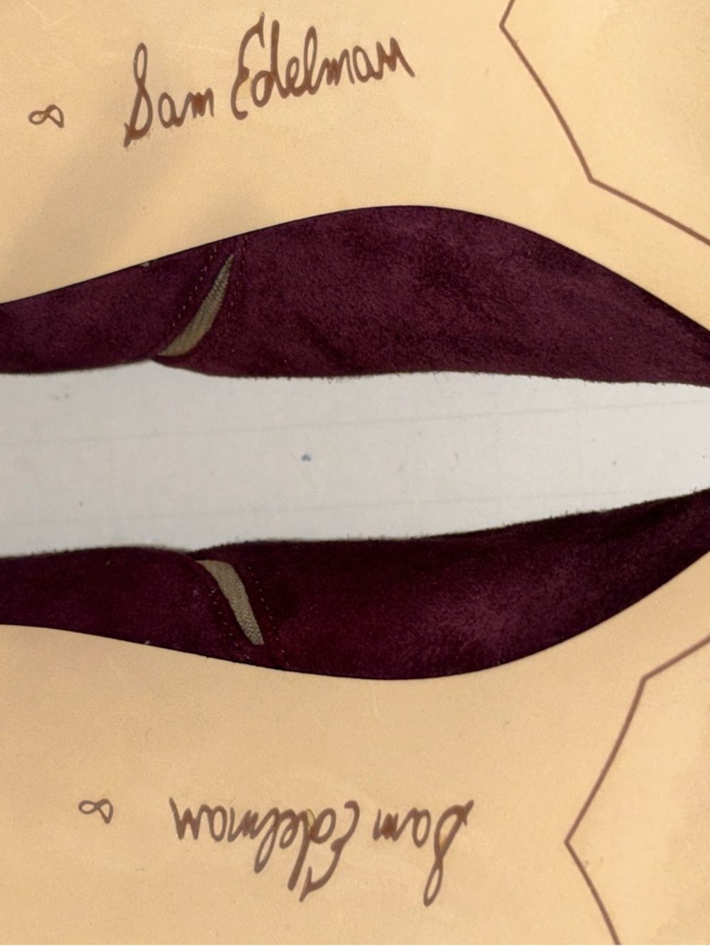 Sam Edelman Burgundy Suede Pointed-Toe Mesh-Inset Pumps - Picture 10 of 15